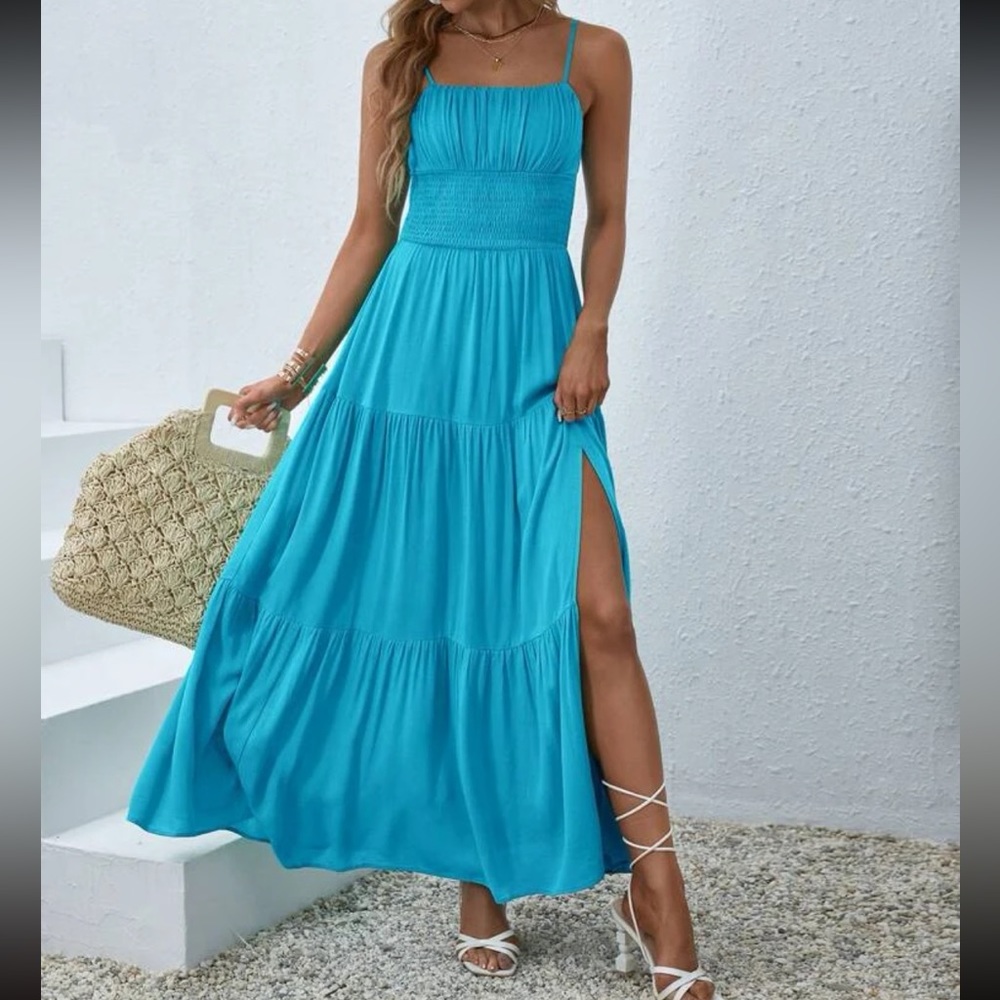 Boho slit  thigh cami maxi dress